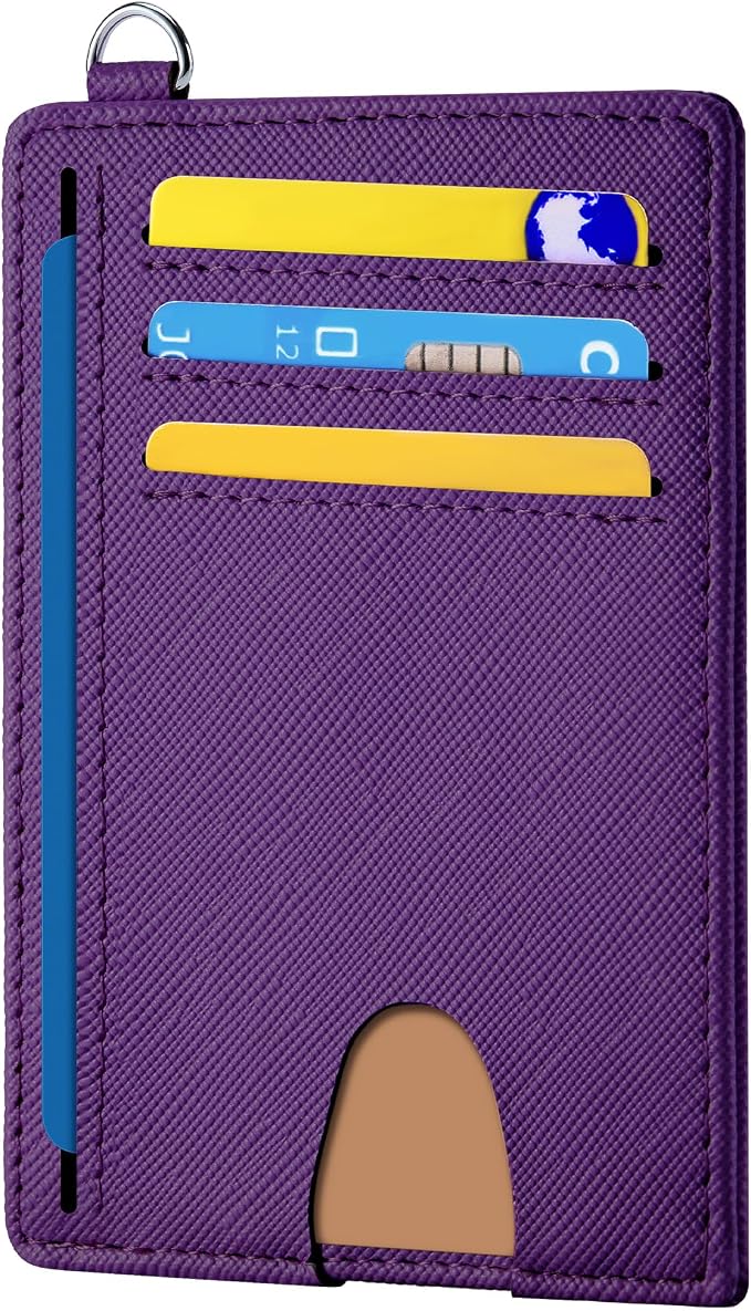 Mayski Slim Wallet, Credit Card Holder for Women, Minimalist Front Pocket RFID Blocking Card Cases, Small Wallet Women Men(Cross Deep Purple) by SLIMELEGANCEPERSONIFIED