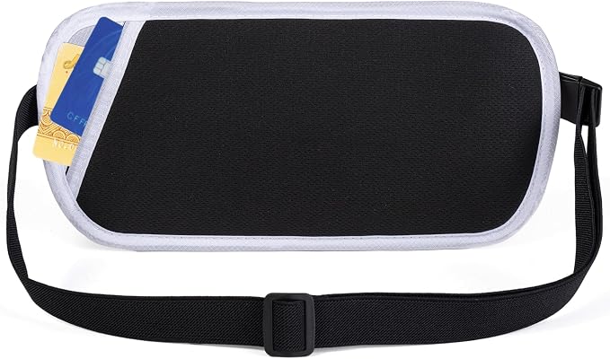 RFID Blocking Money Belt - Passport Holder & Travel Wallet, Slim Hidden Fanny Packs for Women Men - White - Image 6