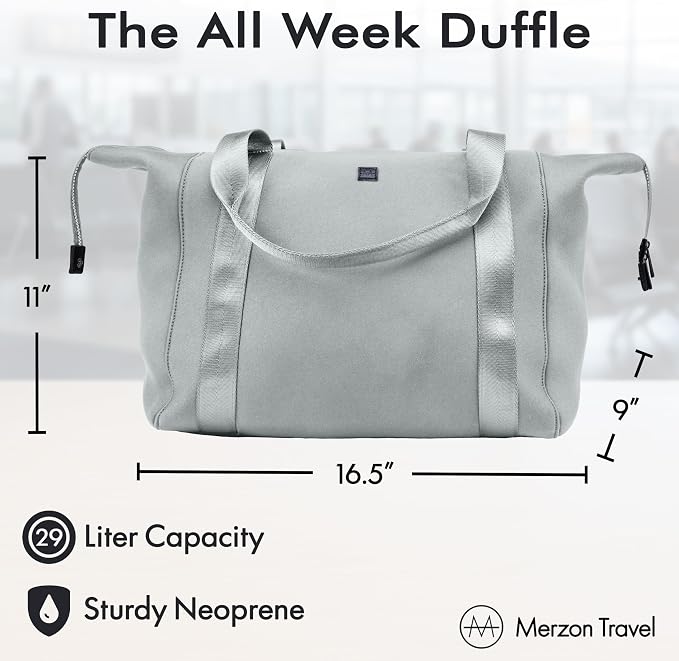 All Week Duffle | 29L | NTB-715 Silver | Large Weekender Travel Duffle, Personal Item, Trolley Sleeve, Sturdy Neoprene & Nylon, Fits Under Airline Seat, TSA Friendly - Image 2