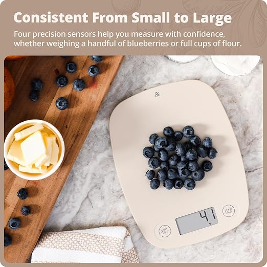 Greater Goods Food Scale, Slim & Compact Build, 1g Precision (Birch White) | Digital Kitchen Scale for Cooking, Meal Prep & Portion Control, Tare, Auto Shut-Off, g/oz/lb/ml Conversion & Calorie Tracking - Image 3