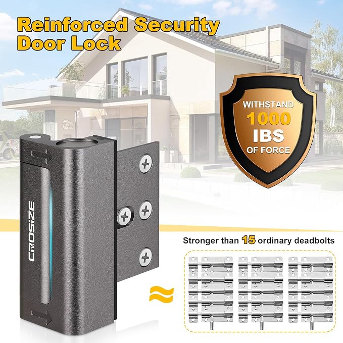 Home Security Door Lock, Door Reinforcement Lock for Kids Safety, Dark Gray | Withstands 1000 lbs of Impact, Door Lock for Front Door, Defender Door Locks Latch, Inside Door Lock, For Door Security - Image 2