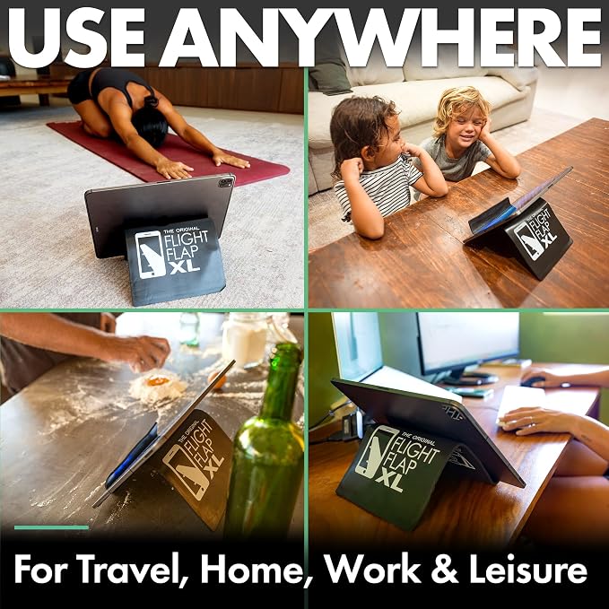 Airplane Phone Holder, Flexible Airplane Tablet Holder Travel | Extra Large 12 in x 7 in, Matte Black, Foldable Design, Fit Ipad, Kindle, Folding Cellphone Stand for Desk, Bed, Treadmill - Image 5