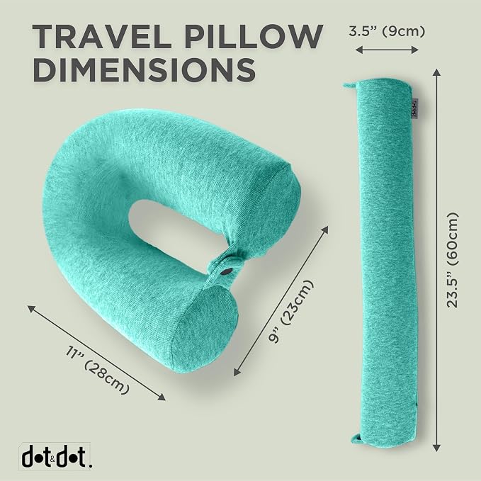 Dot&Dot Twist Memory Foam Kids Travel Pillow, Bendable Neck Pillow for Airplane, Car and Home, 23-Inch Adjustable Roll with Washable Cotton Cover, Green - Image 7