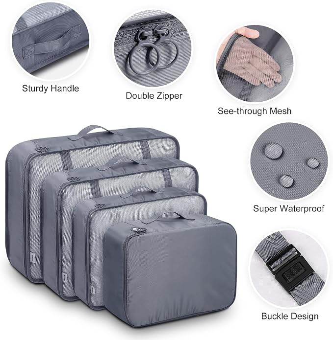 Mossio 9 Set Packing Cubes with Shoe Bag & Electronics Bag - Luggage Organizers Suitcase Travel Accessories - Image 4