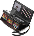 GAEKEAO Leather Credit Card Holder Wallet for Women RFID Blocking Large Capacity Bifold Zipper Card Case Organizer with Wristlet 45 Slots by GAEKEAO