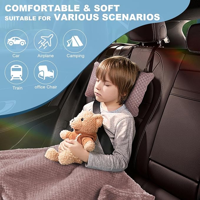 3 in 1 Travel Pillow and Blanket Set - 280 GSM Travel Blanket Airplane Compact with Bag, Inflatable Travel Pillow, Packable Airplane Blanket, Luggage Sleeve & Backpack Clip (Pink) - Image 3