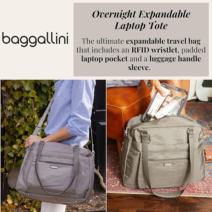 Baggallini Overnight Expandable Laptop Tote with RFID Phone Wristlet - Image 2