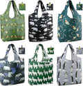 BeeGreen Animal Reusable Shopping Bags Cute Grocery Bag 6 Pack, Christmas Gift Bags Heavy-Duty Foldable Shopping Totes for Supermarket, Work & Travel, Large Washable Polyester Tote Bag with Handles by BeeGreen
