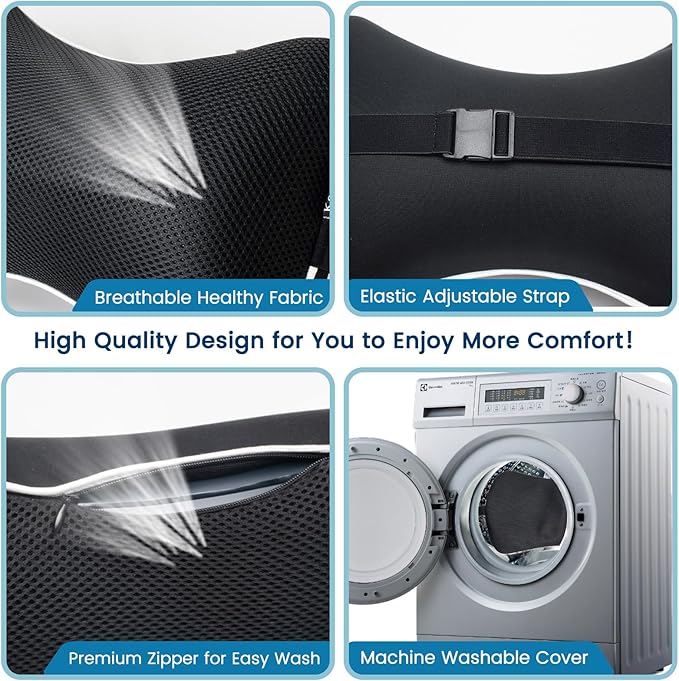Keemall Inflatable Car Neck Pillow, Soft Headrest Inflatable Car Pillow for Driving Seat with Adjustable Strap, Comfortable Ergonomic Design Neck Support and Breathable Washable Cover - Image 5