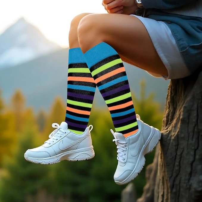Different Touch 6 Pairs Pack Women Travelers, Anti-Fatigue, Graduated Compression Knee High Socks 9-11 - Image 3
