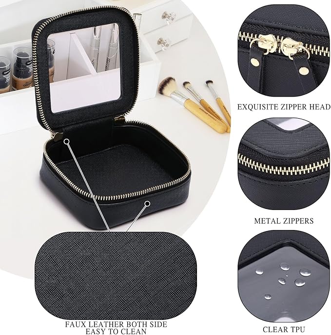 Pinkmik Small Makeup Bag Mini Clear Cosmetic Case, Black, MINI | Zipper Closure, Toiletry Bag, Purse Organizer, Car Essentials - Image 5