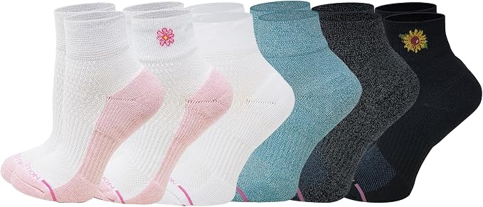 Dr. Motion Compression Quarter Socks For Women With Enhanced Cushion And Breathable Arch Support 6 Pairs - Image 2