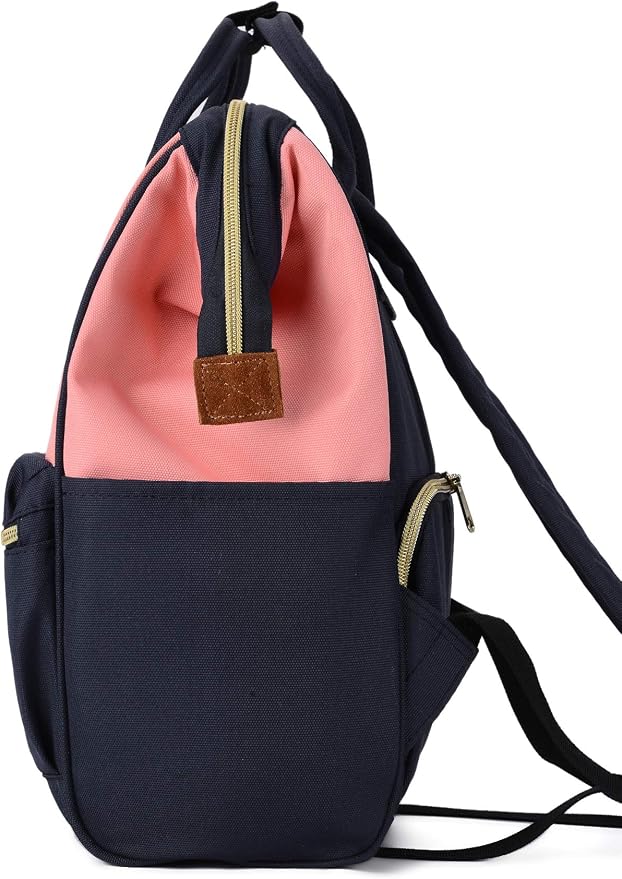 Kah&Kee Polyester Travel Backpack Functional Anti-theft School Laptop for Women Men (Pink* Navy, Small) - Image 3