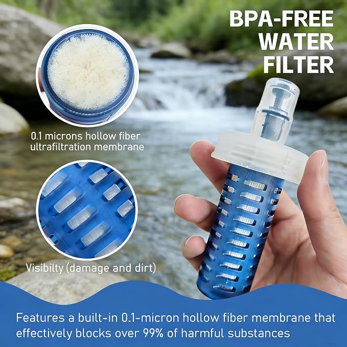 AXEN Collapsible Water Bottle with Filter for Hiking Travel, 1000ml Green | Foldable Design, Lightweight Portable Filtered Water Bottle, Soft Hydration Flask for Trail Hiking Running Outdoors - Image 3