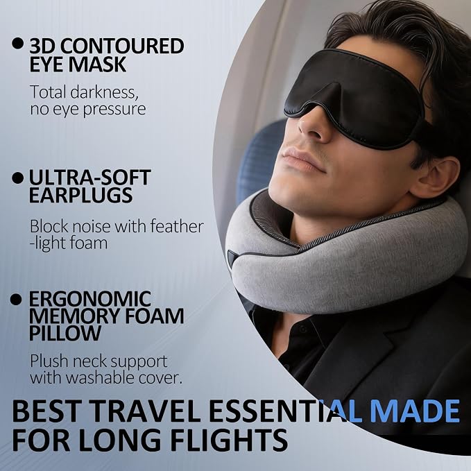 Travel Pillow, Neck Pillow for Airplane Travel, Memory Foam Neck Pillow - Image 5