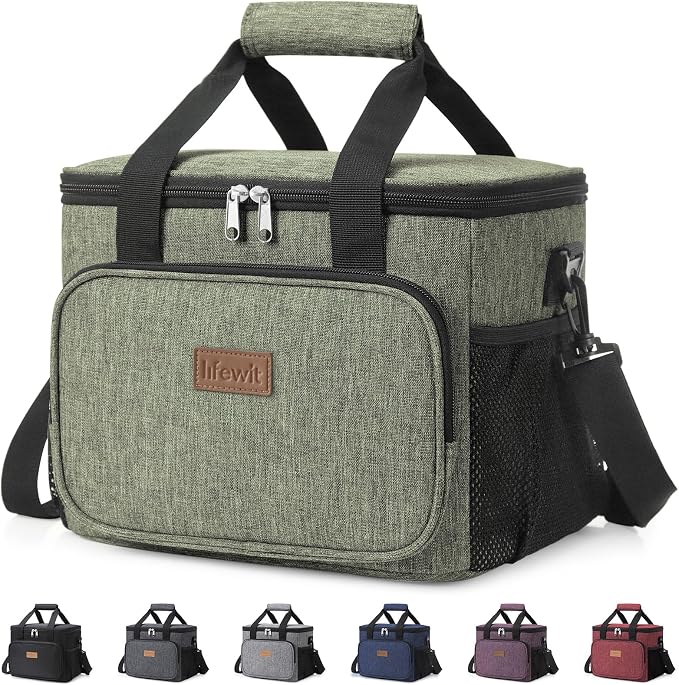 Lifewit Large Lunch Bag, Insulated Lunch Box, Soft Cooler Cooling Tote for Adult Men Women, Dark Green 24-Can (15L) by Lifewit