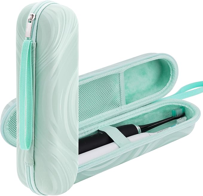 Dual Electric Toothbrush Case, Portable Bag for Travelling, Large Toothbrush Case Holder Compatible with AquaSonic, Sumkyle, Oral-B iO Series, Philips Sonicare (Green) by TOCCOOL