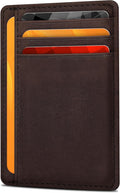 Slim Minimalist RFID Leather Wallet, Front Pocket Card Holder, Brown Hunter by OakLeathers
