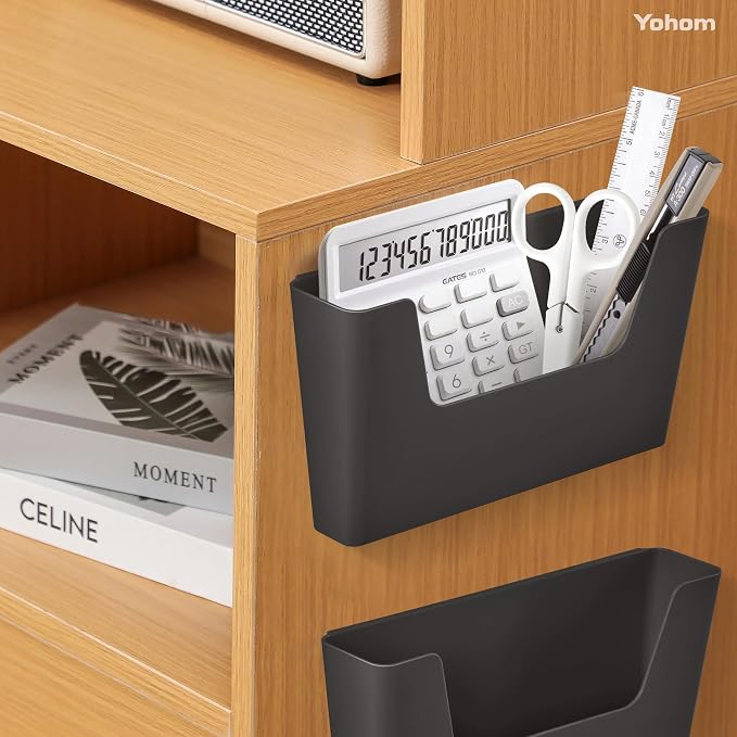 YOHOM Adhesive File Holder Plastic Document Folder Door No Drilling Mount Mail Magazine Organizer A4 Filing Envelopes Folder, Office Wall Mount Single Pocket (BLACK, 2 PCS) - Image 4