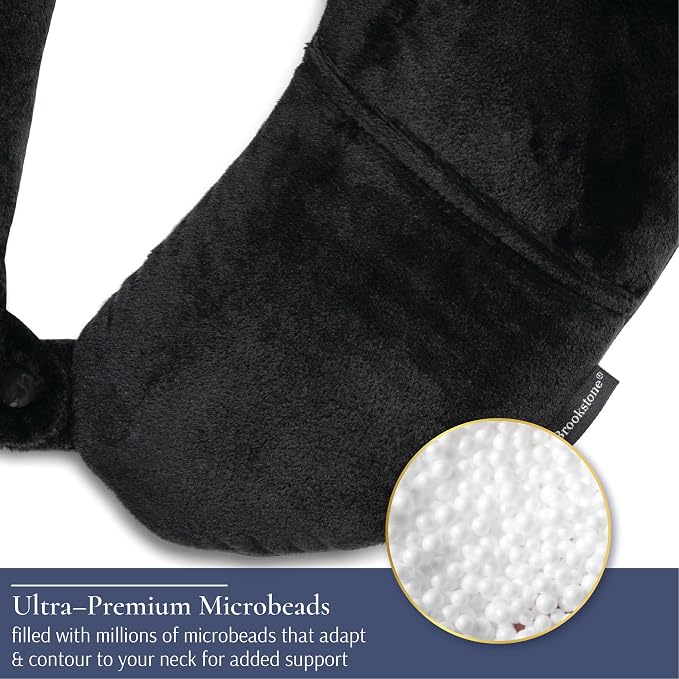 Brookstone Microbead Neck Pillow Soft Travel Pillow with Phone Pocket | Millions of Tiny Beads Flex to Your Shape for Custom Support, Dual-Sided Fleece and Cool Microfiber Sides Suit Any Season - Image 5