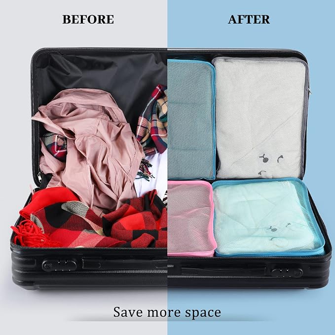 Tudomro 12 Pcs Large Packing Cubes Luggage Organizers for Suitcase Mesh Travel Organizer Bags Travel Packing Organizers for Traveling Camping Hiking - Image 5