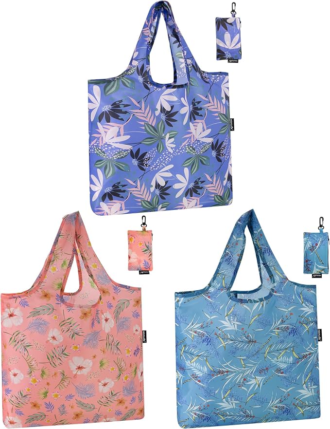 HOLYLUCK Reusable Grocery Bags,Heavy Duty Foldable Shopping Tote Bag (Standard, Tropical floral) by holyluck