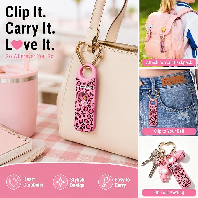 Rechargeable Personal Safety Alarm for Women | 130dB Loud Siren & Strobe Light & Low Battery Notice, Emergency Keychain Alarm for Self Defense (Cheetah) - Image 3