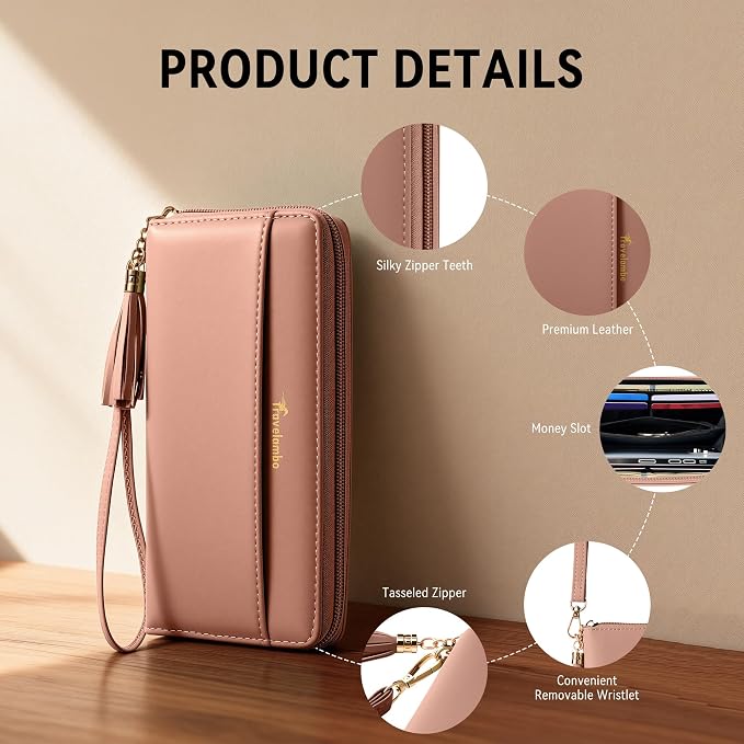 Travelambo Wristlet Wallet Women RFID Bifold Large Capacity Clutch Purse | Tassel, Zipper Coin Pocket, Card Holder Wallet, Gifts for Women - Image 5