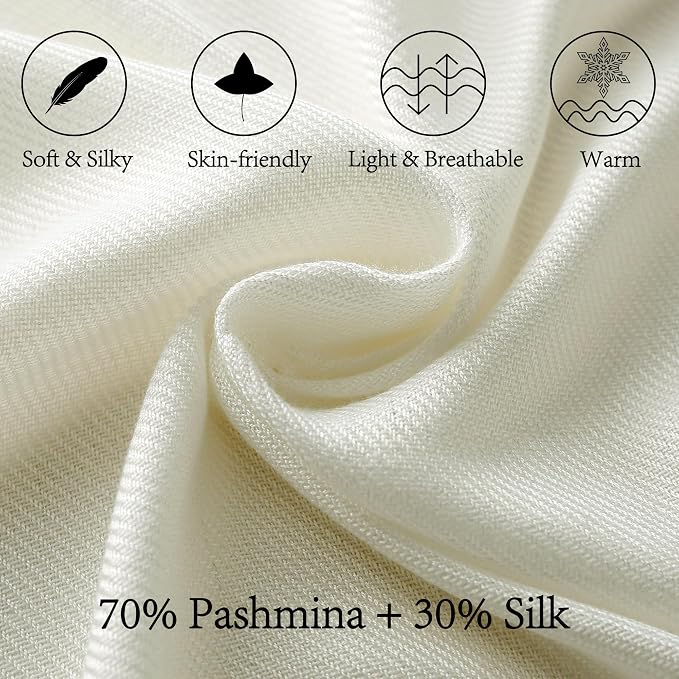Soft Silky Pashmina Shawl Wraps Solid Colors Scarf for Wedding Evening Dresses - Image 2