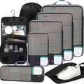BAGAIL 4 Set/6 Set/8 Set Compression Packing Cubes Travel Accessories Expandable Packing Organizers (Half Mesh, 8-Jet Black) by BAGAIL