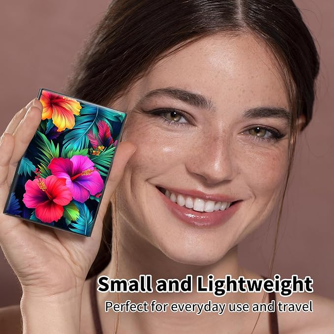 Metal Wallet,Credit Card Holder for Women Men,RFID Blocking Card Holder Mini Slim Aluminum Wallet ID Case Hard Case Business Card Holder Case,Tropical Flower - Image 7