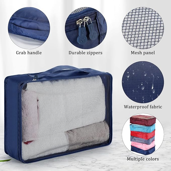 Tudomro 12 Pcs Large Packing Cubes Luggage Organizers for Suitcase Mesh Travel Organizer Bags Travel Packing Organizers for Traveling Camping Hiking - Image 3