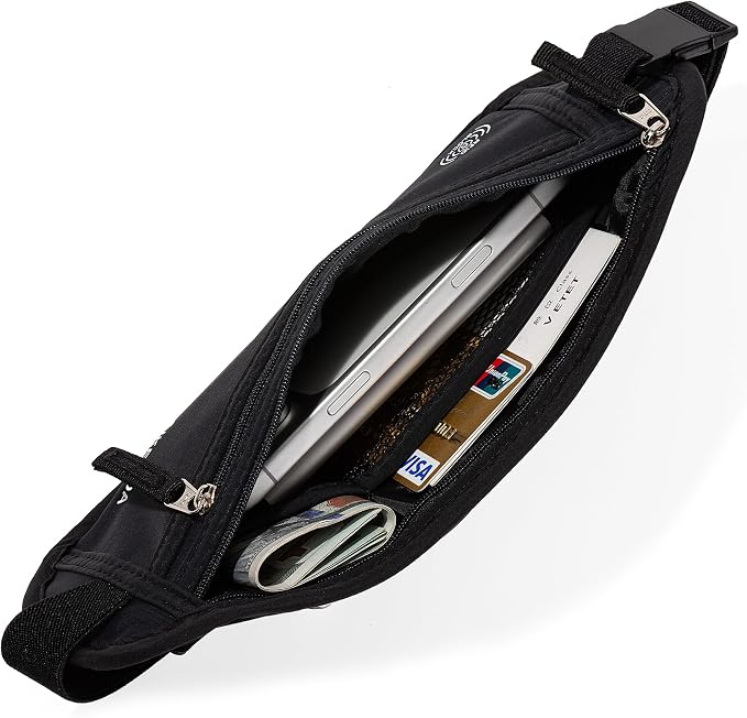 Money Belt - Slim Passport Holder RFID Blocking Travel Wallet Undercover Fanny Packs for Men Women - Black - Image 5