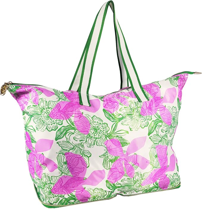 Lilly Pulitzer Large Packable Tote, Reusable Grocery Bag that Packs Into Itself, Tote with Shoulder Strap and Zipper - Image 2