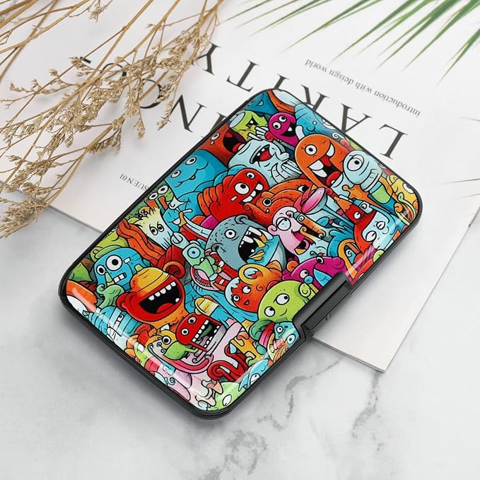 RFID Aluminum Wallet Credit Card Protector Case Holder for Men Women | Mini RFID Aluminum Wallet Credit Cards Holder Business Card Case Metal ID Case for Men Women(Monsters) - Image 7