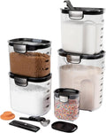 ProKeeper+ Airtight Food Storage Container Set – Clear Plastic Flour and Sugar Canister Set with Magnetic Accessories for Kitchen Organization (Black, 9-Piece) by Unknown