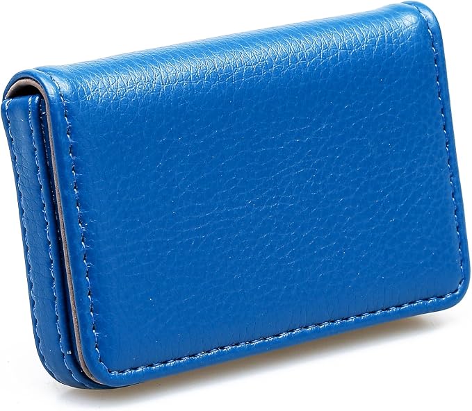 RFID Blocking Wallet - Minimalist Leather Business Credit Card Holder with Magnetic, Blue, Small - Image 3