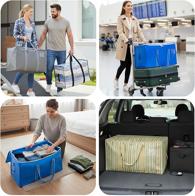 BALEINE 6-Pack Oversized Moving Bags with Reinforced Handles, Heavy-Duty Storage Tote for Clothes, Moving Supplies (Royal Blue, 6-Pack) - Image 3
