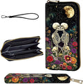 Wallet,Leather Long Wallet Suitable For Ladies And Teenagers - Detachable Wristband + RFID Travel Wallet With Card Slot - Skeleton Floral by Unknown
