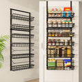 Mefirt Over The Door Pantry Organizer, Pantry Storage and Organization | 6-Tier Adjustable Hanging Baskets, Metal Wall Mount Spice Rack Seasoning Shelves for Home & Kitchen, Laundry Bathroom - Black by Mefirt
