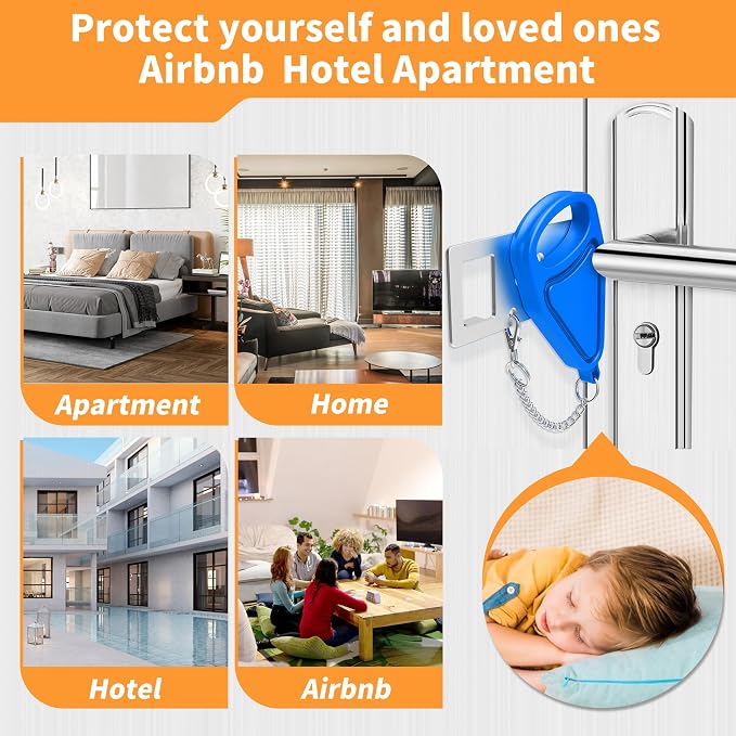 Portable Door Lock for Home Security Travel Lockdown Locker Safety Locks for Additional Safety and Privacy Perfect for Traveling Apartment College Blue - Image 3