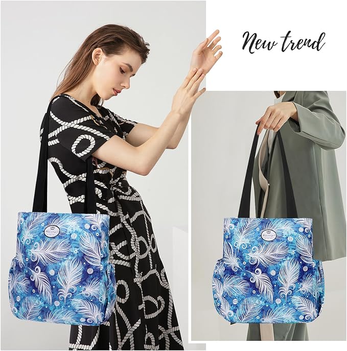 HUA ANGEL Floral Tote Bag - Casual Shoulder Bag Daily Tote Bag with Zipper Gym Travel Shopping Work Handbag for Women - Image 6