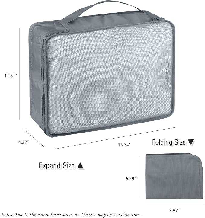 Packing Cubes Set, 2 Pcs Packing Organizers Set for Suitcases (Grey) - Image 3