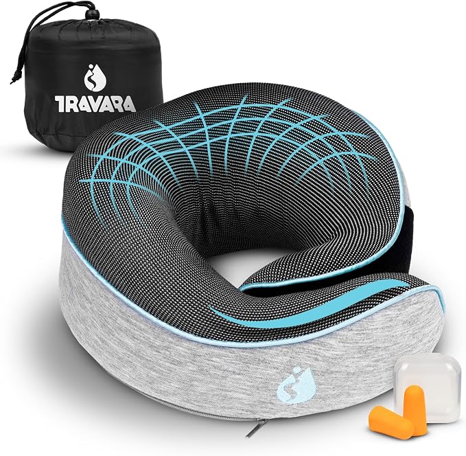 Neck Pillow Airplane - Travel Pillow - Comfortable and Ergonomic Memory Foam - Airplane Pillow with 360° Head & Neck Support - Grey by Welcomeonourtravelpage