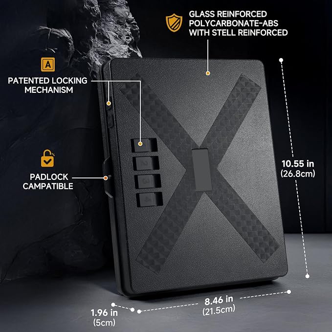 Gun Safe Alternative,Portable Gun Case Handgun Lock Box Quick Access Pistol Safe Small Handgun Storage with TSA Padlock,Instant Access Gun Box for Bedside and Car - Image 4