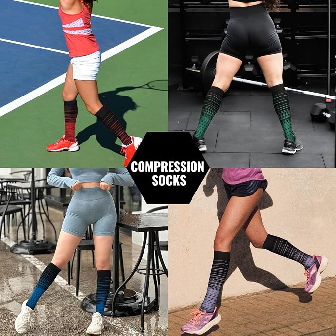 hello momoya Compression Socks for Women Men Circulation Knee High 8 Pairs for Nurses, Running, Travel, Athletic - Image 6