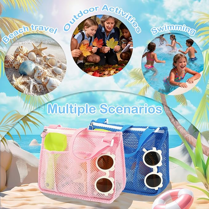 Fammart Mesh Beach Bag for Women, Large Beach Toy Pool Bag with Zipper Pocket, SandProof Cruise Essentials 2026 Family Travel - Image 6