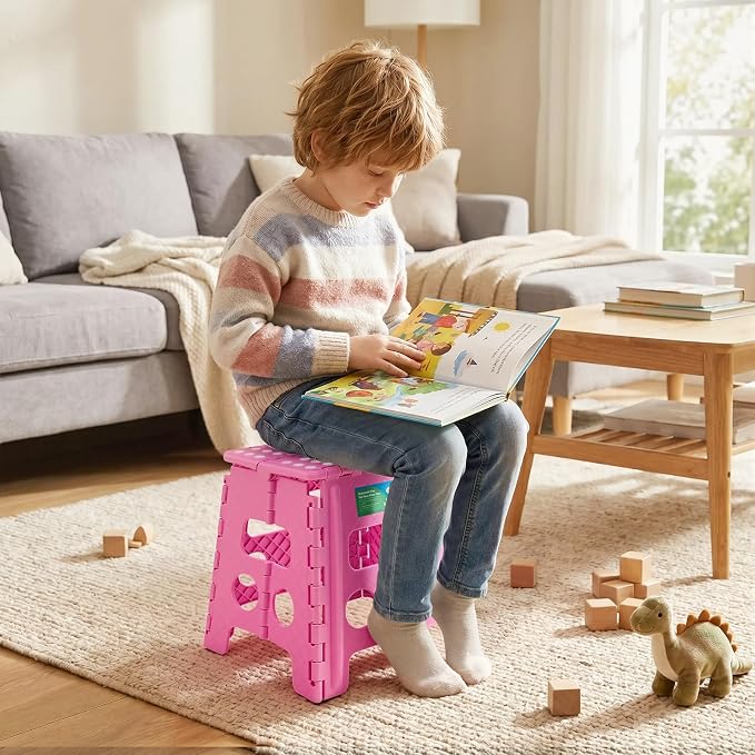 Dyforce Folding Step Stool 13 Inch,300lbs Foldable Stool for Adults & Kids | Stepping Stool Pink,Non-Slip Plastic Compact Foot Stool with Carry Handle,Lightweight for Bathroom Kitchen Bedroom Garden - Image 5