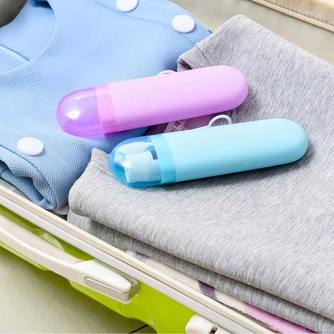 2 Packs Toothbrush Travel Case, Portable Toothbrush Case with Ventilation Hole for Travel, Plastic Toothbrush Holder Travel Size for Business Trip, School, Camping, Home - Purple+Blue - Image 5
