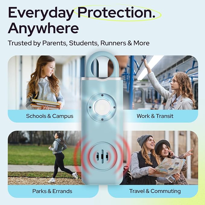 Rechargeable Personal Safety Alarm Keychain, 130dB, USB-C Charging, Blue | 130dB Loud Panic Siren Keychain, Rape Whistle Alternative, LED Light, Carabiner Clip, Low Battery Alert - Image 6